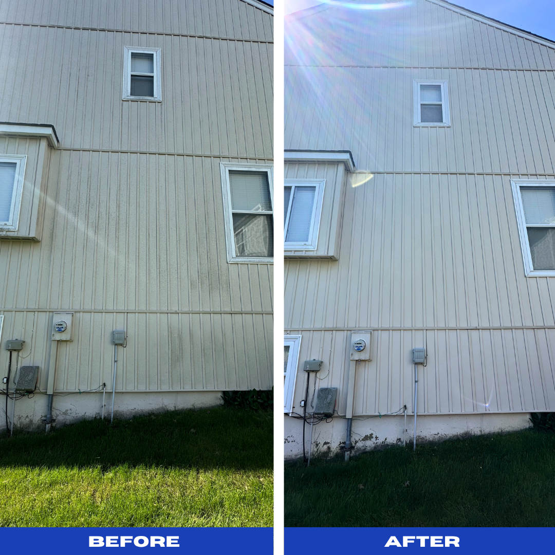 House siding cleaning before and after