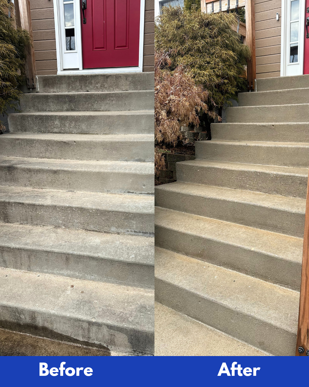 Concrete steps cleaning before and after